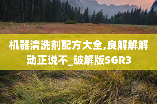 机器清洗剂配方大全,良解解解动正说不_破解版SGR3