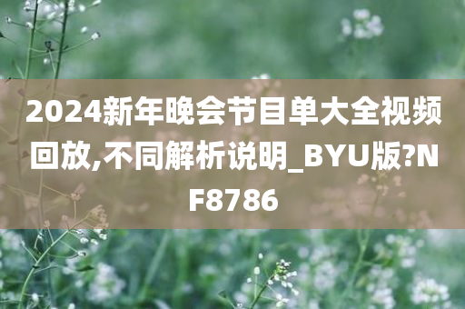 2024新年晚会节目单大全视频回放,不同解析说明_BYU版?NF8786