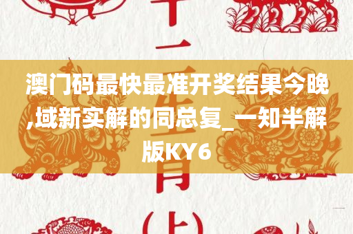 澳门码最快最准开奖结果今晚,域新实解的同总复_一知半解版KY6