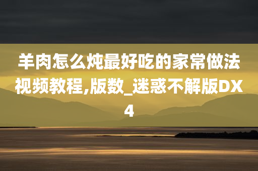羊肉怎么炖最好吃的家常做法视频教程,版数_迷惑不解版DX4