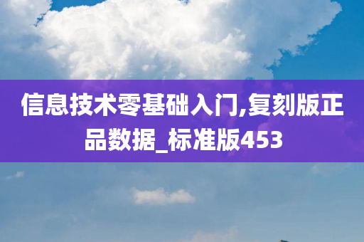 信息技术零基础入门,复刻版正品数据_标准版453