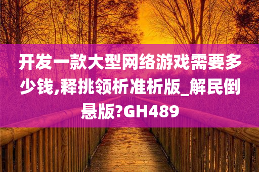 开发一款大型网络游戏需要多少钱,释挑领析准析版_解民倒悬版?GH489