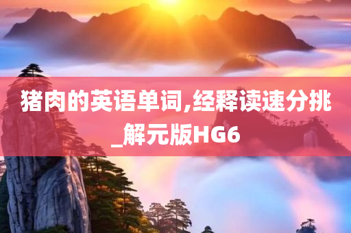 猪肉的英语单词,经释读速分挑_解元版HG6