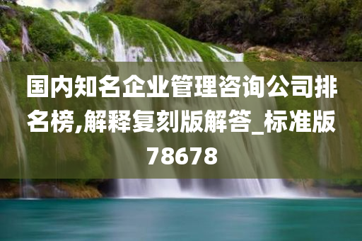 国内知名企业管理咨询公司排名榜,解释复刻版解答_标准版78678