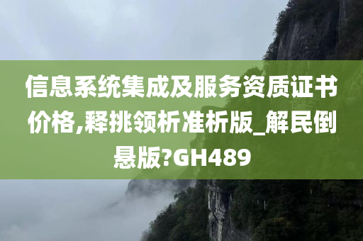 信息系统集成及服务资质证书价格,释挑领析准析版_解民倒悬版?GH489