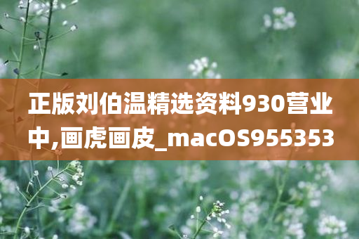 正版刘伯温精选资料930营业中,画虎画皮_macOS955353