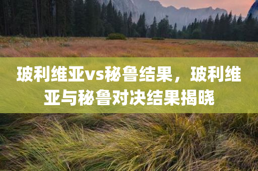 玻利维亚vs秘鲁结果，玻利维亚与秘鲁对决结果揭晓