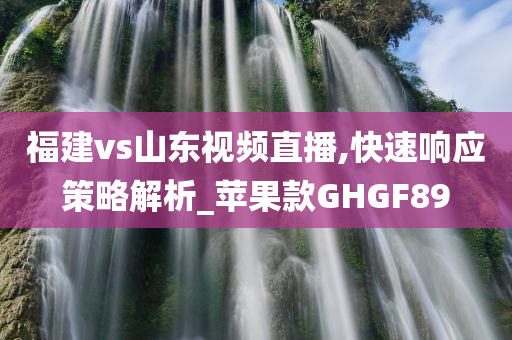 福建vs山东视频直播,快速响应策略解析_苹果款GHGF89