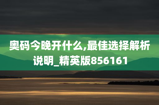 奥码今晚开什么,最佳选择解析说明_精英版856161