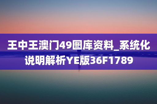 王中王澳门49图库资料_系统化说明解析YE版36F1789