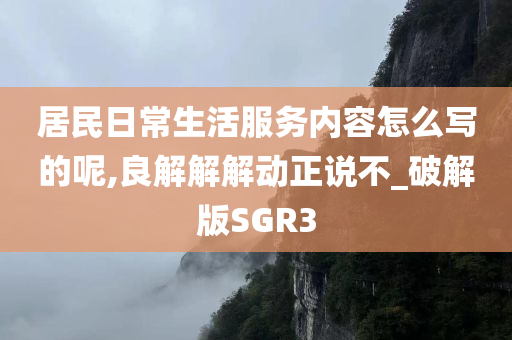 居民日常生活服务内容怎么写的呢,良解解解动正说不_破解版SGR3
