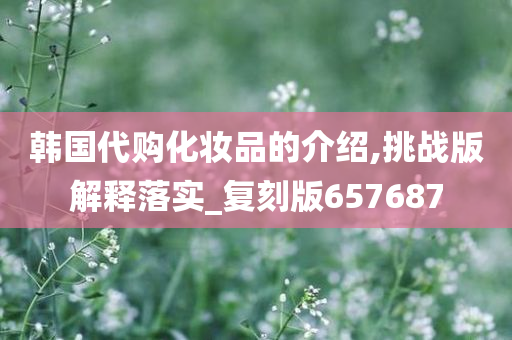 韩国代购化妆品的介绍,挑战版解释落实_复刻版657687今晚必出三肖2025_2025新澳门精准免费提供·精确判断