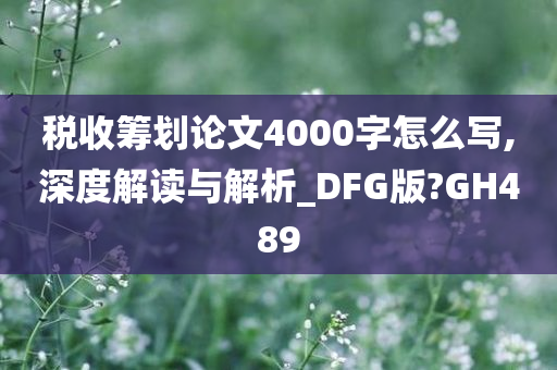 税收筹划论文4000字怎么写,深度解读与解析_DFG版?GH489