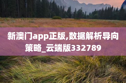 新澳门app正版,数据解析导向策略_云端版332789