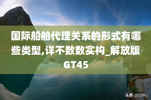 国际船舶代理关系的形式有哪些类型,详不数数实构_解放版GT45