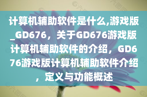 计算机辅助软件是什么,游戏版_GD676，关于GD676游戏版计算机辅助软件的介绍，GD676游戏版计算机辅助软件介绍，定义与功能概述