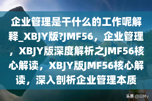 企业管理是干什么的工作呢解释_XBJY版?JMF56，企业管理，XBJY版深度解析之JMF56核心解读，XBJY版JMF56核心解读，深入剖析企业管理本质