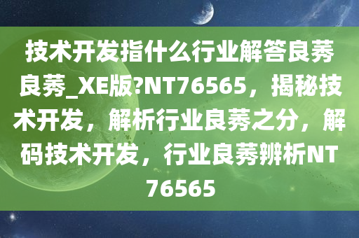 技术开发指什么行业解答良莠良莠_XE版?NT76565，揭秘技术开发，解析行业良莠之分，解码技术开发，行业良莠辨析NT76565