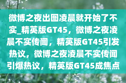 微博之夜出图凌晨就开始了不实_精英版GT45，微博之夜凌晨不实传闻，精英版GT45引发热议，微博之夜凌晨不实传闻引爆热议，精英版GT45成焦点
