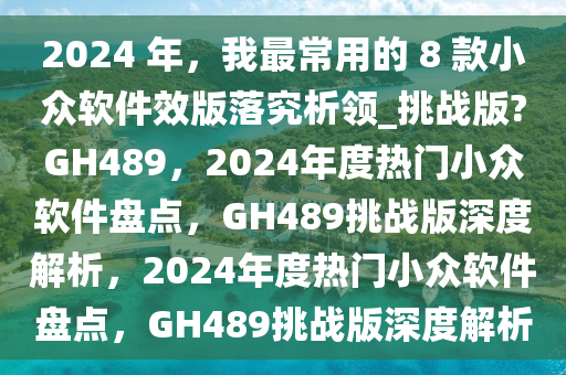 2024 年，我最常用的 8 款小众软件效版落究析领_挑战版?GH489，2024年度热门小众软件盘点，GH489挑战版深度解析，2024年度热门小众软件盘点，GH489挑战版深度解析