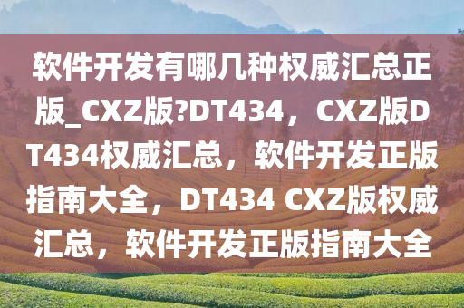 软件开发有哪几种权威汇总正版_CXZ版?DT434，CXZ版DT434权威汇总，软件开发正版指南大全，DT434 CXZ版权威汇总，软件开发正版指南大全今晚必出三肖2025_2025新澳门精准免费提供·精确判断