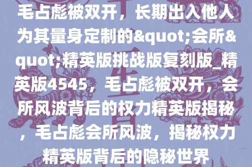 毛占彪被双开，长期出入他人为其量身定制的"会所"精英版挑战版复刻版_精英版4545，毛占彪被双开，会所风波背后的权力精英版揭秘，毛占彪会所风波，揭秘权力精英版背后的隐秘世界